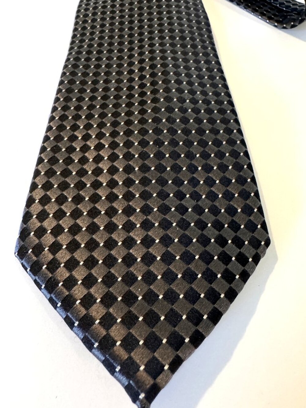 Donald J. Trump Signature Collection black checkered silk tie, 3.25″ width